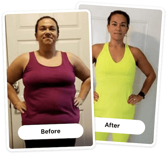 Before and after weight loss results for Marissa B.