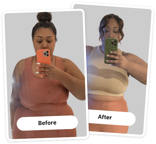 Before and after weight loss results for Shanice P.
